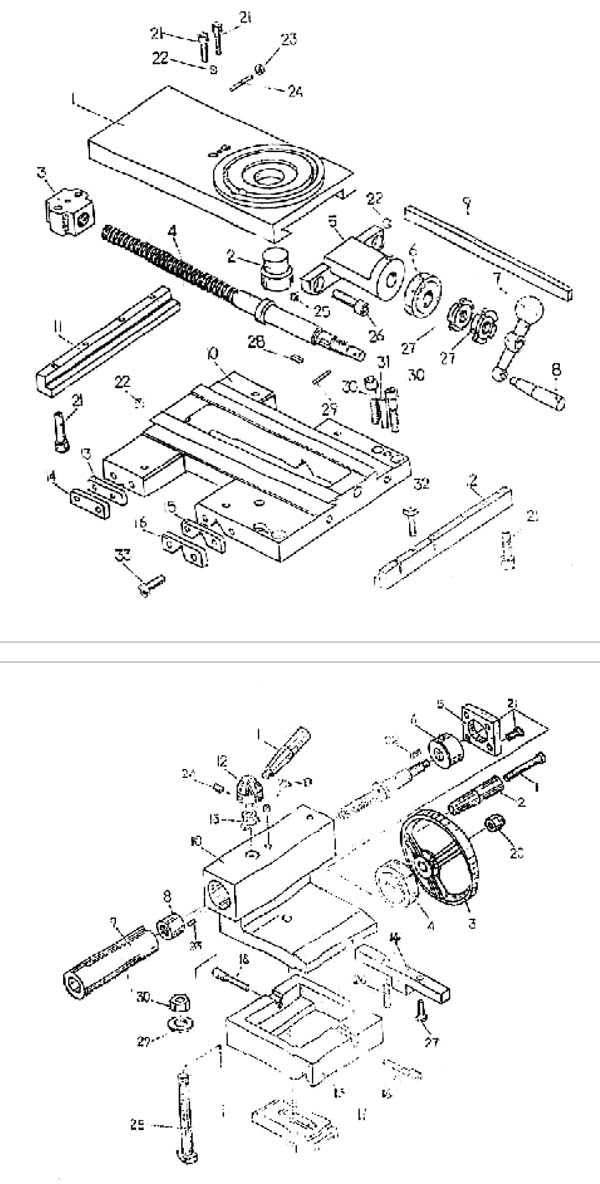 Креслення супорта та задньої бабки токарного верстата SPA-500 SPA-500 Креслення супорта та задньої бабки токарного верстата